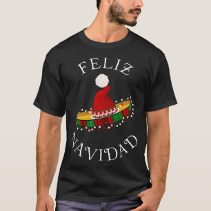 'Feliz Navidad' Weihnachtsmannmütze Sombre T-Shirt