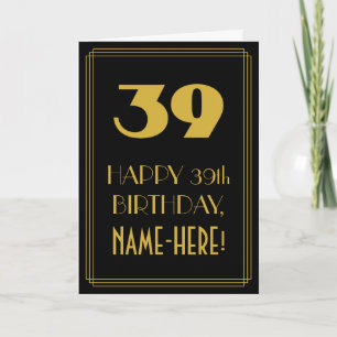 39. Geburtstag ~ Art Deco inspiriertes Aussehen "3 Karte