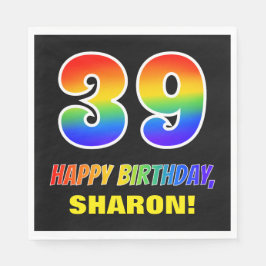 39. Geburtstag: Bold, Fun, Simple, Rainbow 39 Serviette