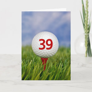 39. Geburtstag Golf Ball auf Red T-Shirt Karte