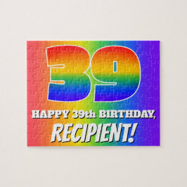 39. Geburtstag — mehrfarbiges Regenbogenmuster "39 Puzzle