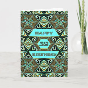 39. Geburtstag mit grünem abstraktem Design Karte