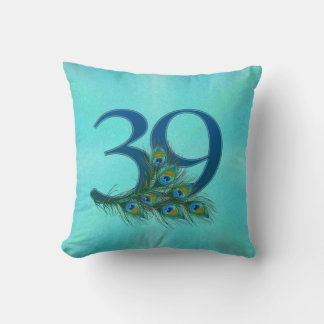 39. Geburtstag oder Jubiläum Pfauenfeder Kissen