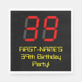 39. Geburtstag: Red Digital Clock Style "39" + Nam Serviette