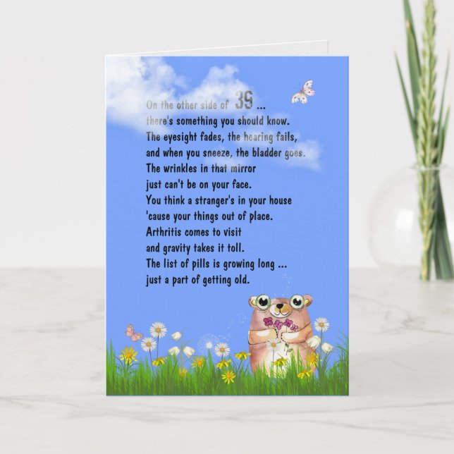 39. Geburtstag Spaß Alte Karte bekommen (Vorderseite)