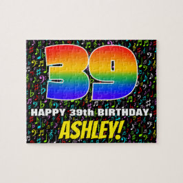 39. Geburtstag — Spaß, farbenfrohe Musiksymbole & Puzzle