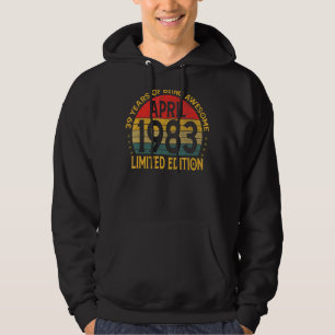39 Jahre alt Vintag April 1983 39. Tag Hoodie
