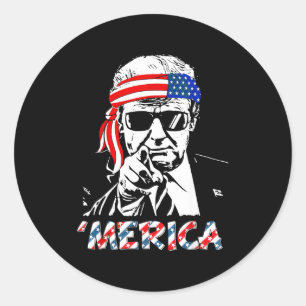 'merica Trump Frohes 4. Juli Trump Amerikanisc Runder Aufkleber