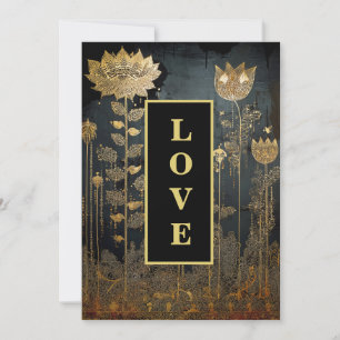 *~ 39 RSVP AR26 QR Goldene Stickerei LIEBE Vintage Einladung