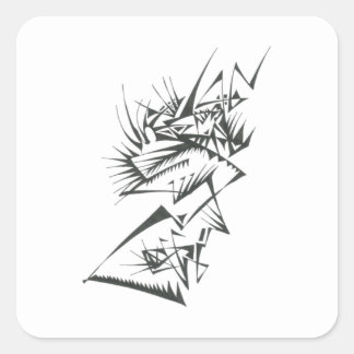 39 Schwarz-Weiß-Abstrakt-Tribal-Tattoo-Kunst Quadratischer Aufkleber