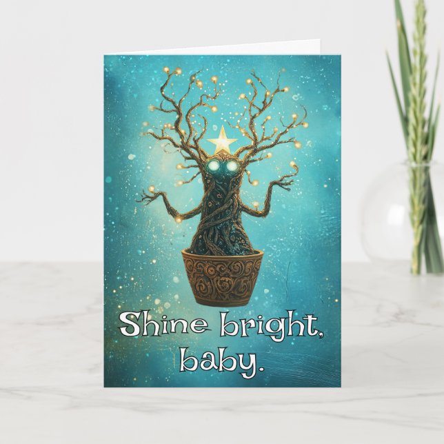 *~* 39 Whimsical Glow Funny Magical Christmas AP97 Dankeskarte (Vorderseite)