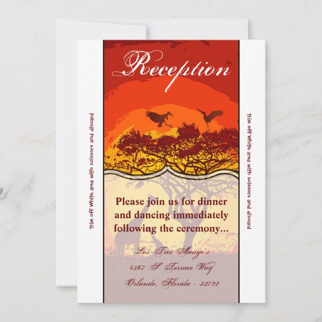 3.12x18 Empfang Card African Safari Giraffe Sun Einladung (Vorderseite)