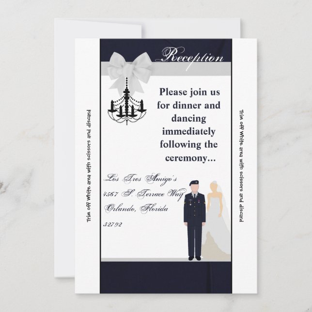 3.12x18 Empfang Card ARMY Uniform Blues Bride Einladung (Vorderseite)