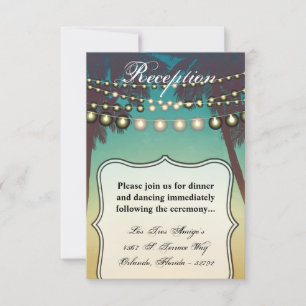 3.12x18 Empfang Card Beach Sunset Palm Tree Strin Einladung