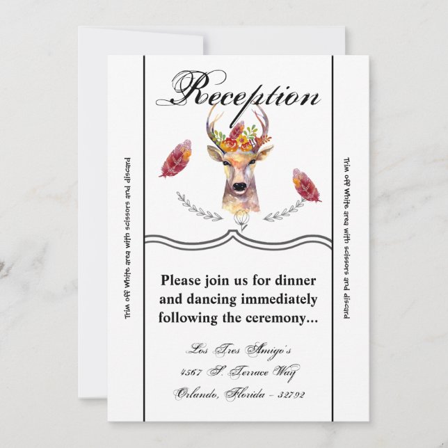 3.12x18 Empfang Card boho Hirsch Buck Head Brownin Einladung (Vorderseite)