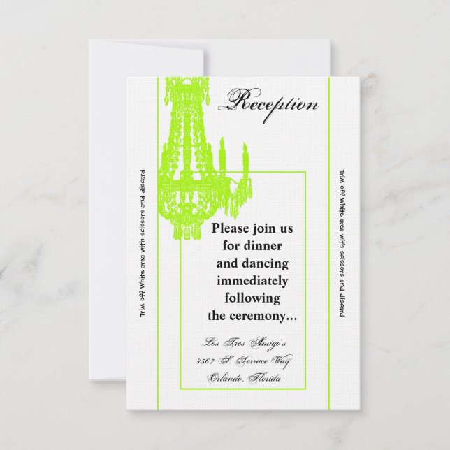 3.12x18 Empfang Card Crystal Chandelier Glitz Glam Einladung (Vorderseite)