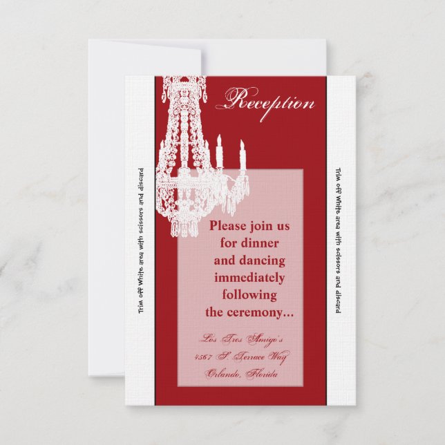 3.12x18 Empfang Card Crystal Chandelier Glitz Glam Einladung (Vorderseite)