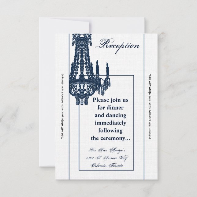 3.12x18 Empfang Card Crystal Chandelier Glitz Glam Einladung (Vorderseite)
