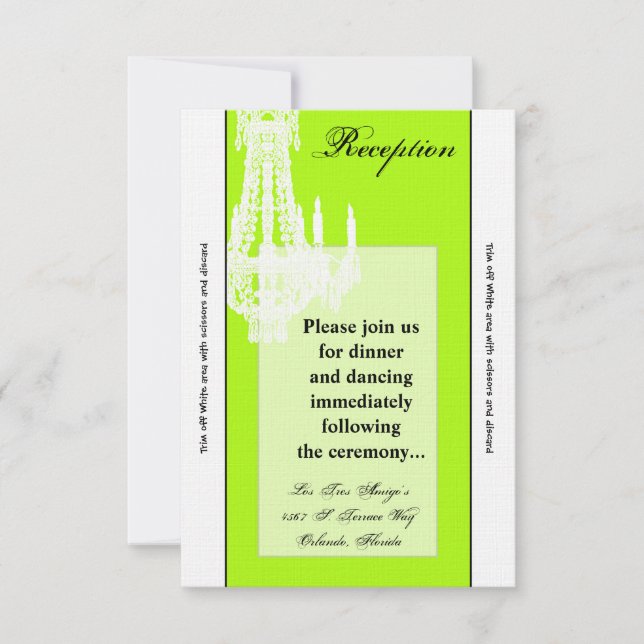 3.12x18 Empfang Card Crystal Chandelier Glitz Glam Einladung (Vorderseite)