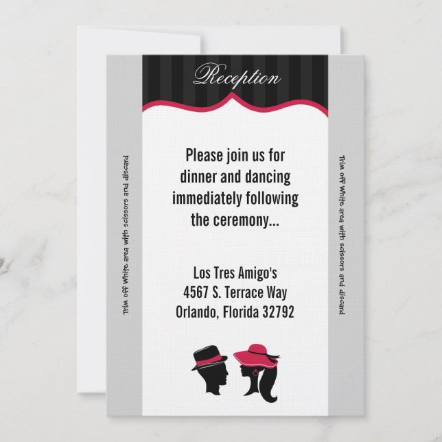 3.12x18 Empfang Card Formal Hats Elegan Einladung (Vorderseite)