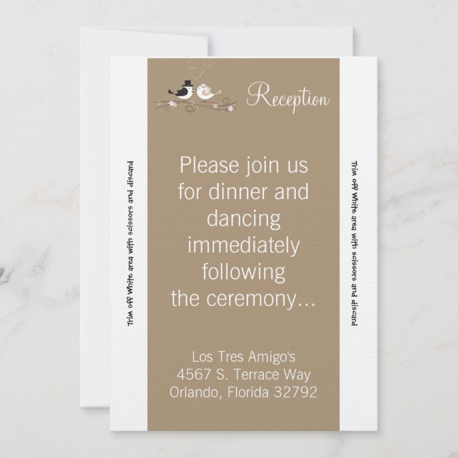 3.12x18 Empfang Card Hochzeit Birds Brid Einladung (Vorderseite)