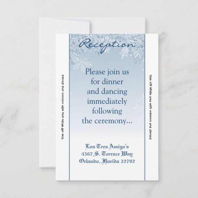 3.12x18 Empfang Card Kristallschneeflocken Winter Einladung (Vorderseite)