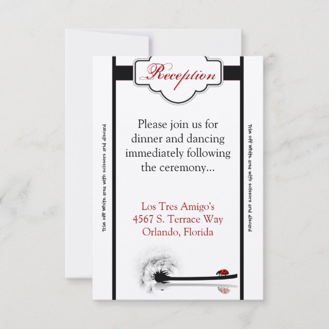 3.12x18 Empfang Card Lady Bug Dandilion Blume Ins Einladung (Vorderseite)