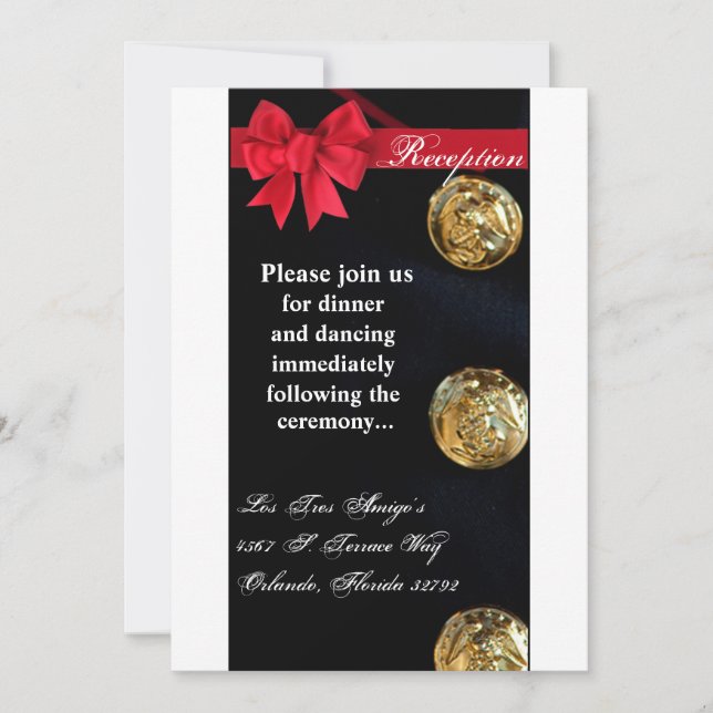 3.12x18 Empfang Card Marine Dress Blues Uniform Einladung (Vorderseite)