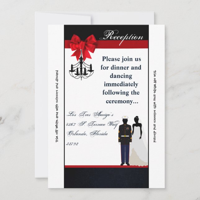 3.12x18 Empfang Card Marine Uniform Groom Bridge Einladung (Vorderseite)
