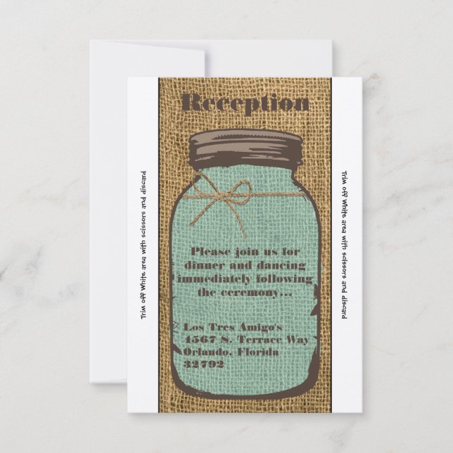 3.12x18 Empfang Card Mason Jar Burlap Country Rust Einladung (Vorderseite)