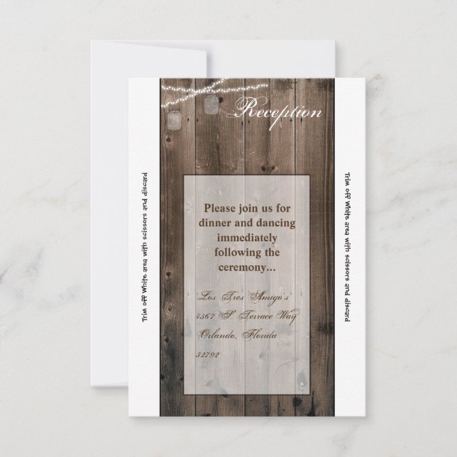 3.12x18 Empfang Card Mason Jar String Lights Barn Einladung (Vorderseite)