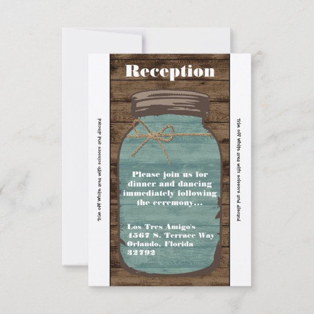 3.12x18 Empfang Card Mason Jar Wood Country Rustik Einladung (Vorderseite)