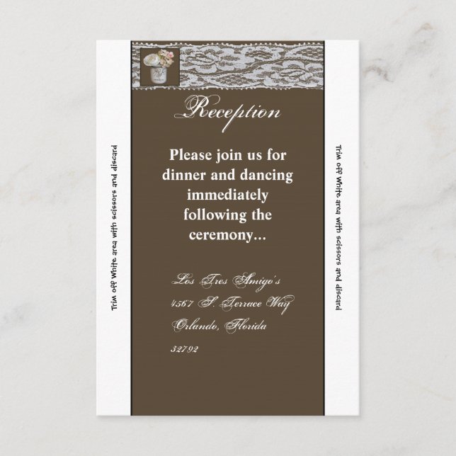 3.12x18 Empfang Card Mason Jars mit Rose Begleitkarte (Vorderseite)