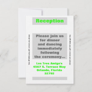 3.12x18 Empfang Card Modern Neon Strip Green Einladung