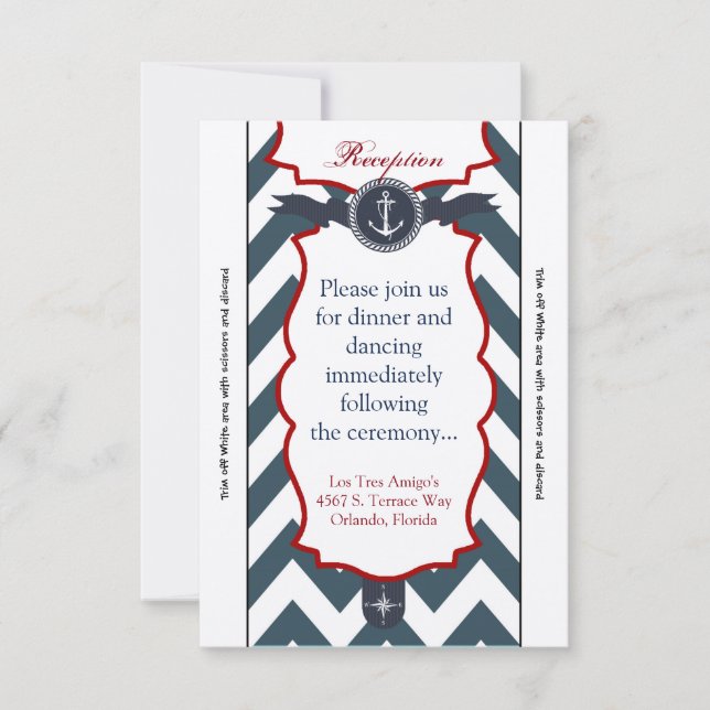 3.12x18 Empfang Card Nautischer Ankerkompass Einladung (Vorderseite)