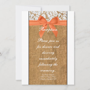 3.12x18 Empfang Card Orange Burlap Lace Einladung