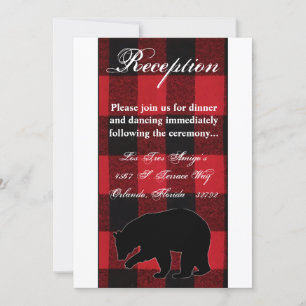 3.12x18 Empfang Card Red Buffalo Kariert Bärenschw Einladung