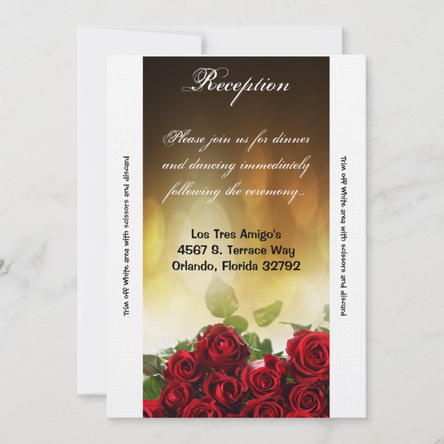 3.12x18 Empfang Card Rote Rose Bouquet Bridal Flow Einladung (Vorderseite)