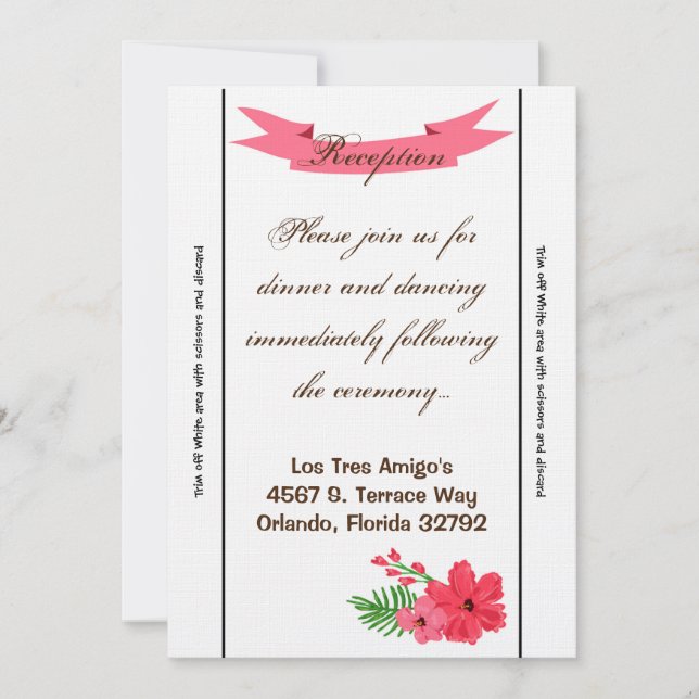 3.12x18 Empfang Card Spring Hibiskus Blume Hawaii Einladung (Vorderseite)