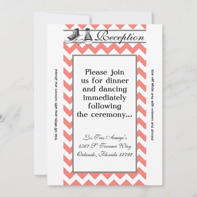3.12x18 Empfang Card Teenager Sneakers Zickzack Einladung (Vorderseite)