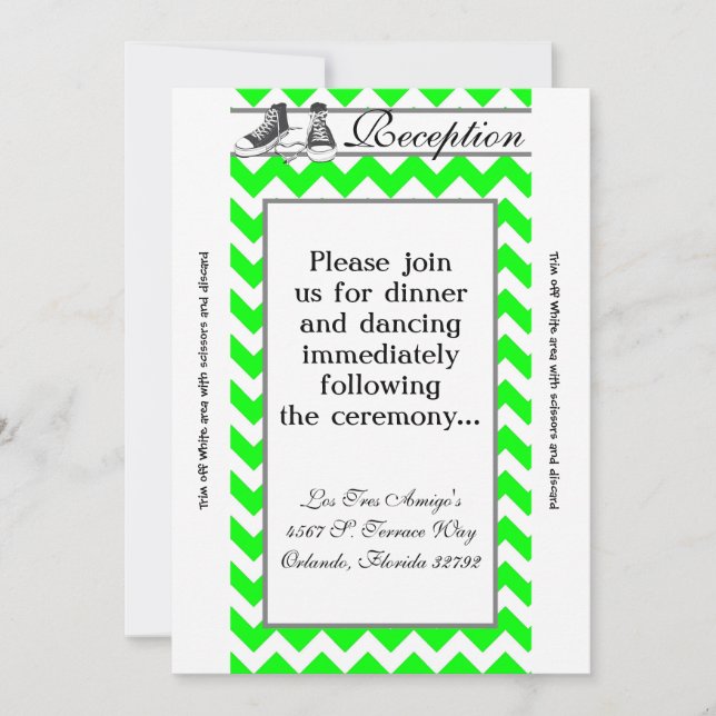 3.12x18 Empfang Card Teenager Sneakers Zickzack Einladung (Vorderseite)