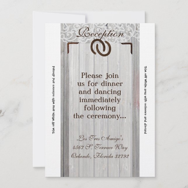 3.12x18 Empfang-Kartenpferd Schuhe Holz Einladung (Vorderseite)