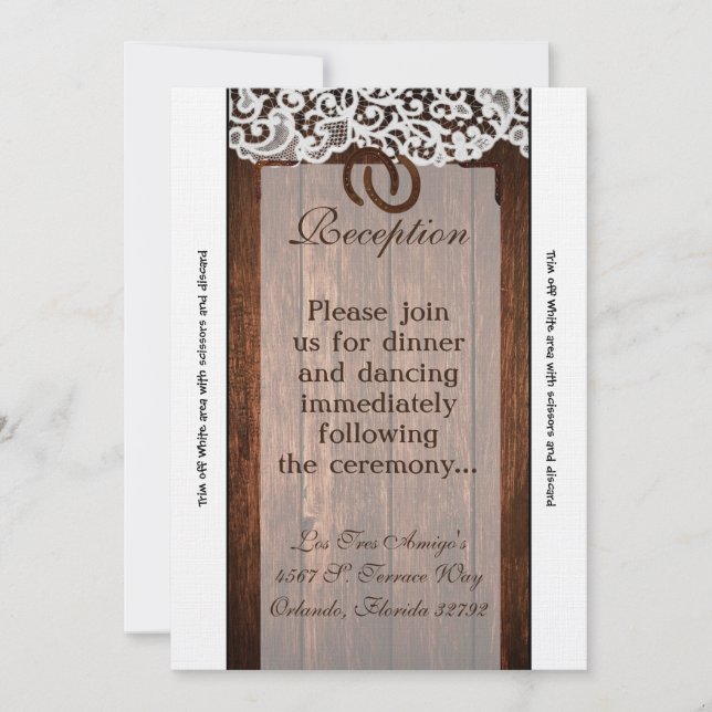 3.12x18 Empfang-Kartenpferde auf der Holzlatte Einladung (Vorderseite)