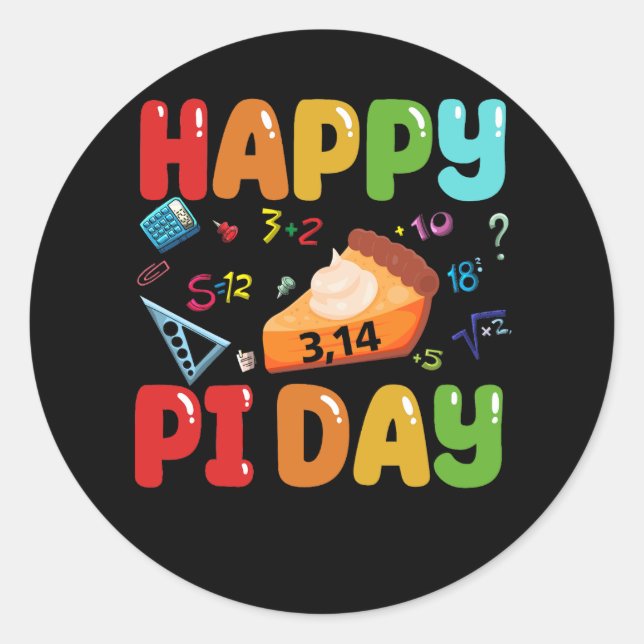 3.14 Glückliches Pi Day Pie Day Pi Symbol für Math Runder Aufkleber (Vorderseite)