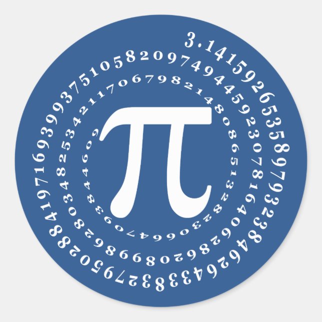3.14 Nummer Spiral Blue Pi Day Runder Aufkleber (Vorderseite)
