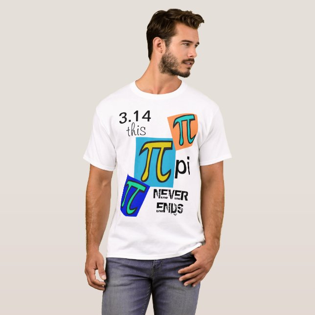 3,14 pi Ends Blue Yellow Green Symbols T-Shirt (Vorne ganz)