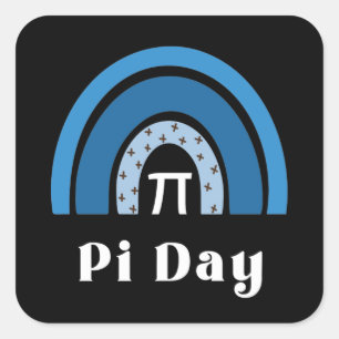 3.14 Rainbow Happy Pi Day Quadratischer Aufkleber