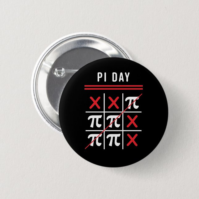 3.14 Tic-Tac-Toe-Noughts and Crosses Happy Pi Day Button (Vorne & Hinten)