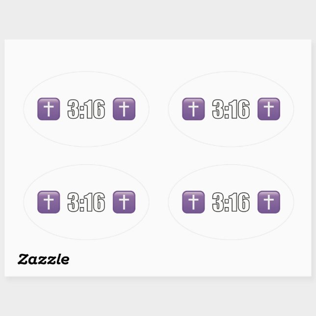 3:16 Jesus Christus Ovaler Aufkleber (Blatt)