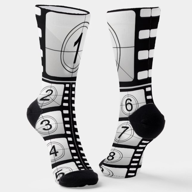 3...2..1..."Movie Countdown" Graue Crew Socken (Gewinkelt)
